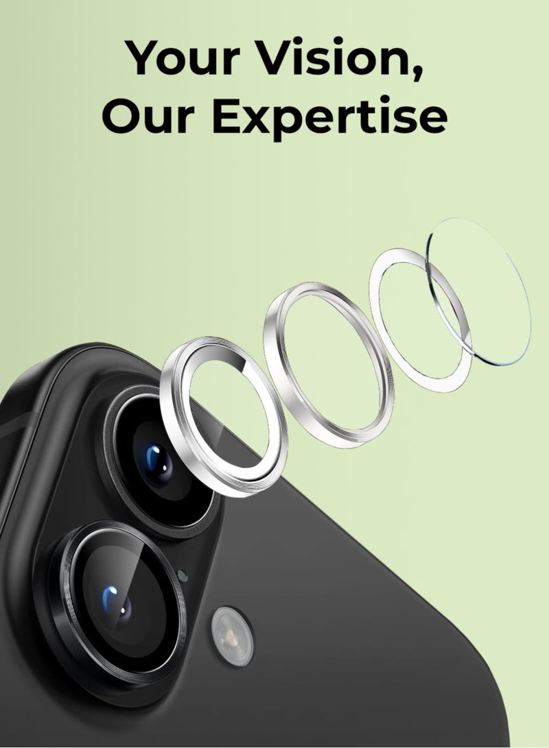 glassology حماية عدسة آيفون 16 بلس مقاومة للخدوش ومضادة لبصمات الأصابع لحماية الكاميرا (أبيض) - Image 5