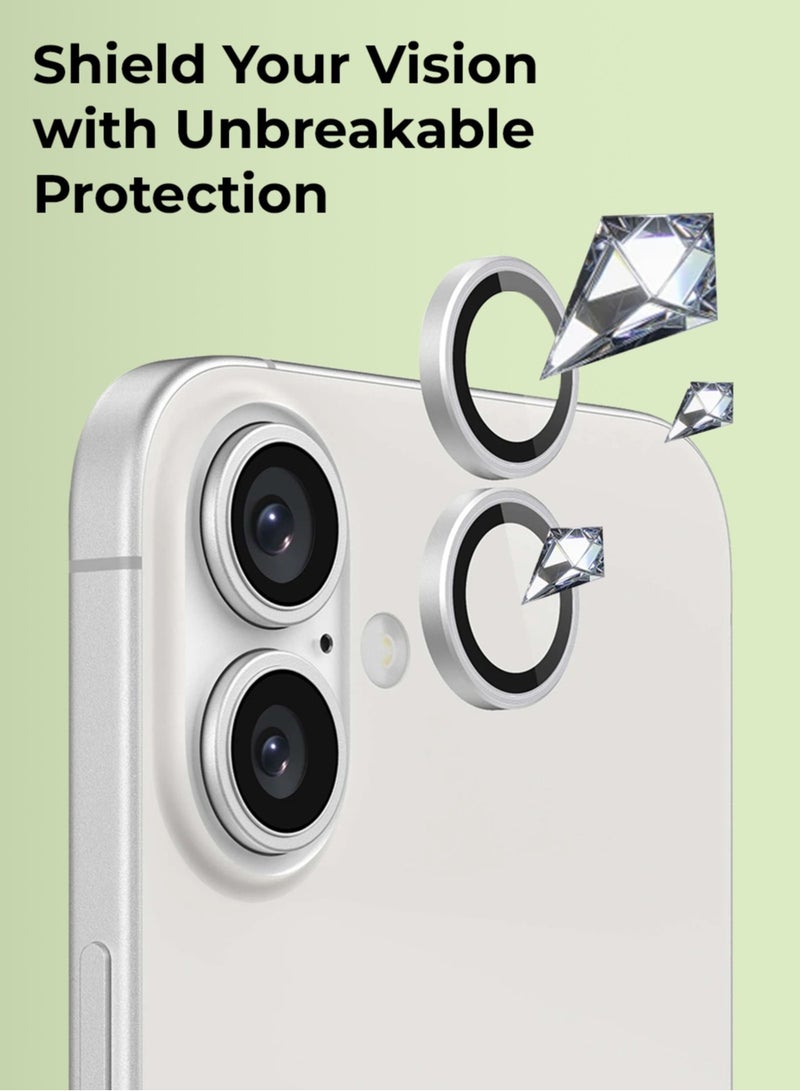 glassology حماية عدسة آيفون 16 بلس مقاومة للخدوش ومضادة لبصمات الأصابع لحماية الكاميرا (أبيض) - Image 4