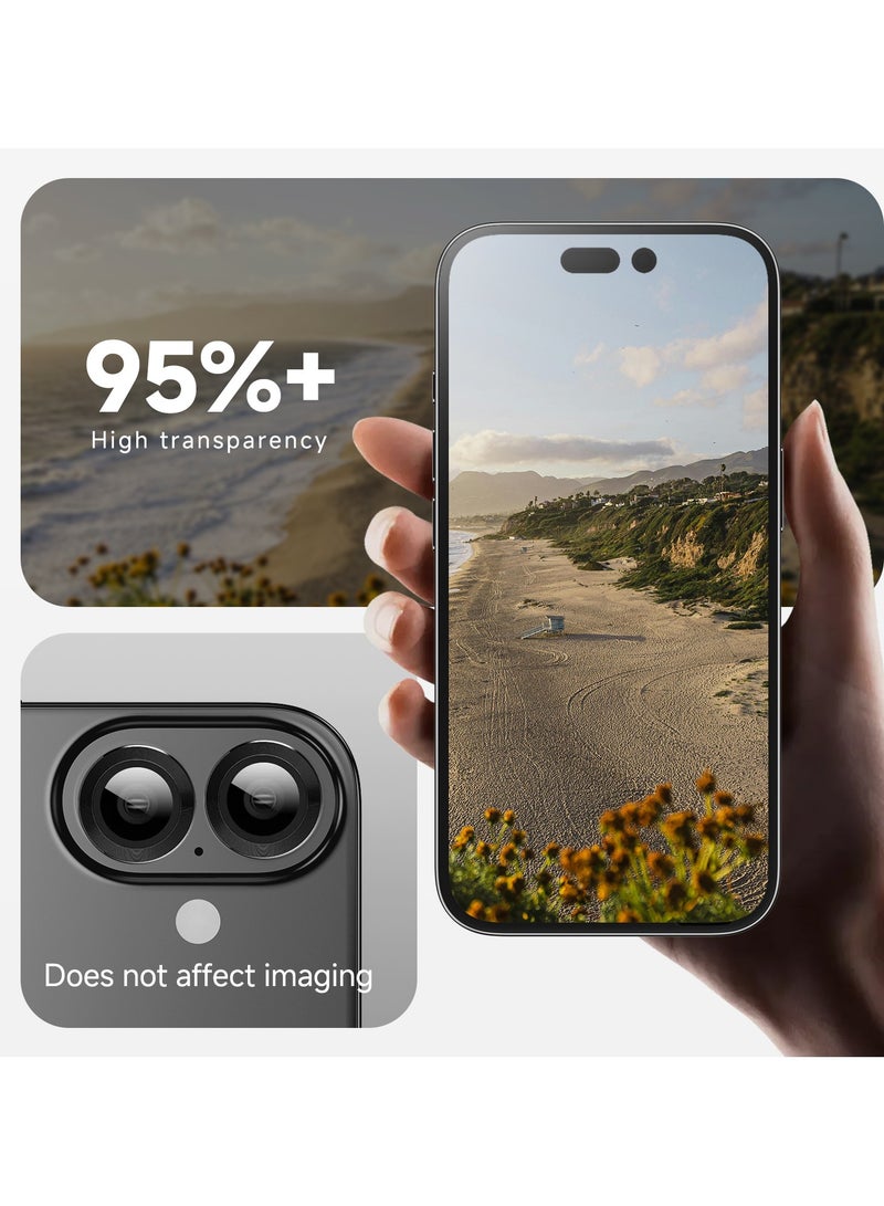 glassology حماية عدسة آيفون 16 بلس مقاومة للخدوش ومضادة لبصمات الأصابع لحماية الكاميرا (أبيض) - Image 2