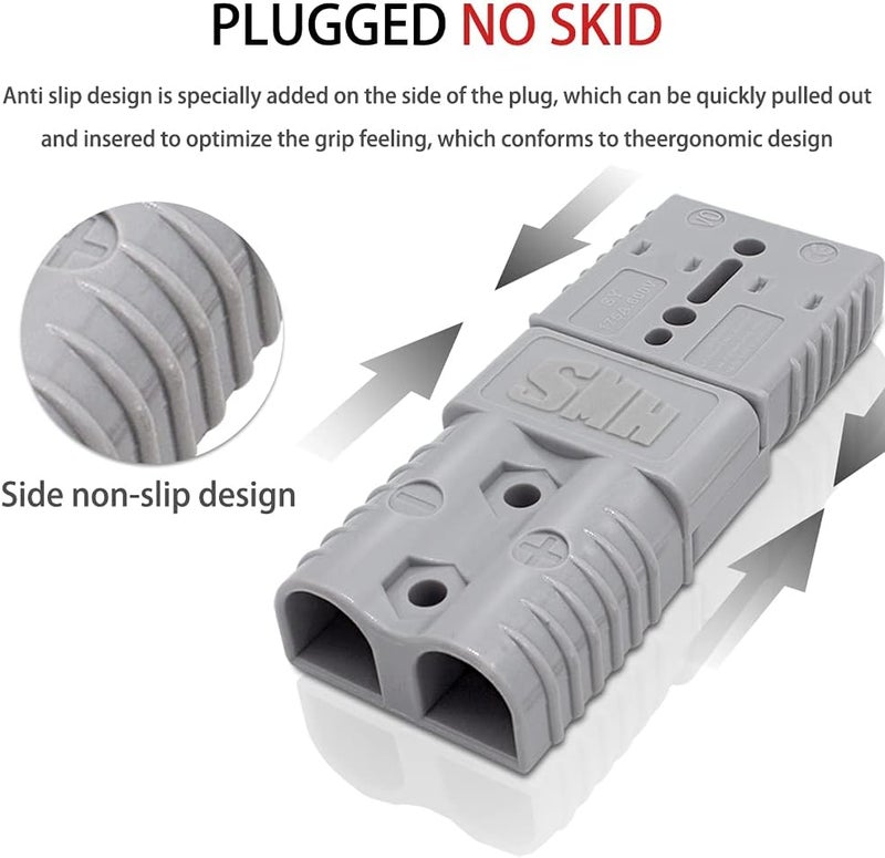 Twshiny Battery Connector 50A, Battery Quick Connector Plug 50 Amp 600V 8Pcs Quick Connection Plug Connector for Anderson Powerpole Gray - Image 5