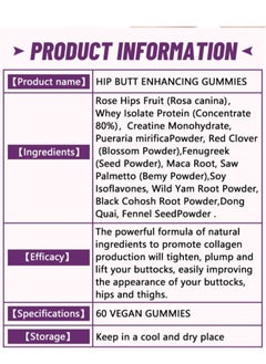 Daynee Hip Booster gummies, Natural Buttock Enlargement, Firming And Plump Hips Enhancement gummies, Buttocks Lifting Pills For Women,Dietary Supplement 60 gummies  - Image 3