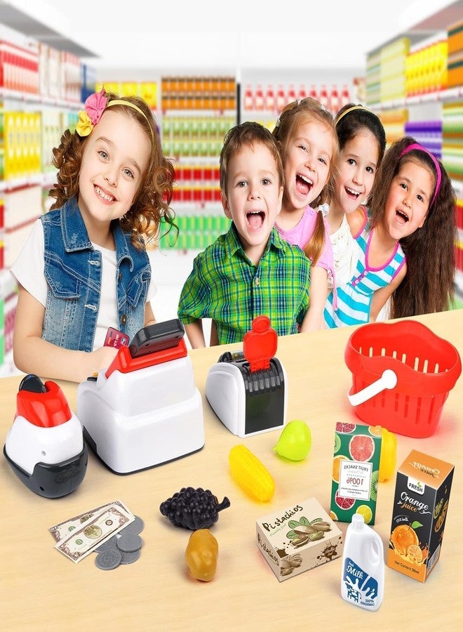 WOPPCART ماكينة تسجيل المدفوعات النقدية للأطفال من WOPPCART مع ماسح ضوئي للدفع، ومجموعة لعب نقود التسوق ومجموعة لعب التظاهر بالتسوق. - Image 2