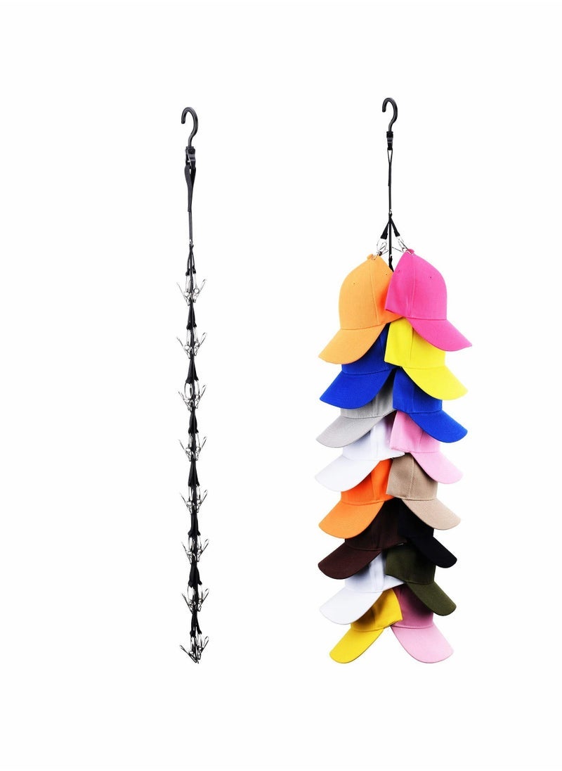 Closet Hanging Hat Rack, Holds Up To 16 Caps for Baseball Hats, Closet Door Baseball Hat Organizer Hat Storage