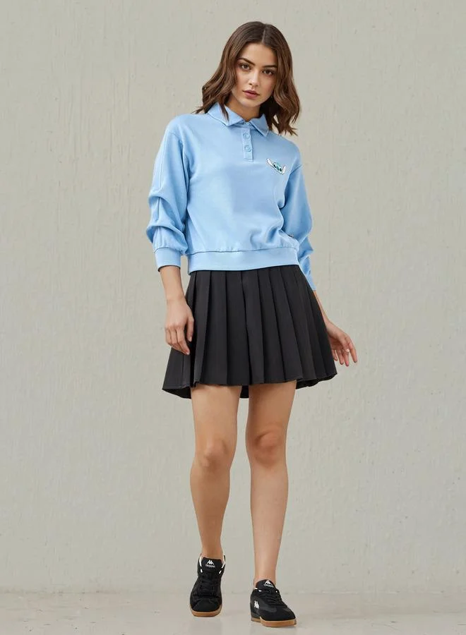 SP Characters Stitch Print Sweatshirt with Collar