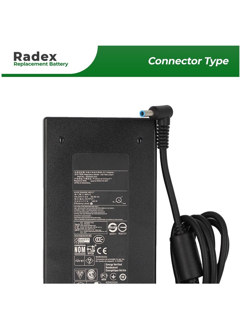 RADEX - Laptop Adapter (150W 19.5V/7.7A) Compatible with HP Omen X By 15 17 Zbook Studio 15 G3 G4 G5 (Without Power Cable) - Image 1