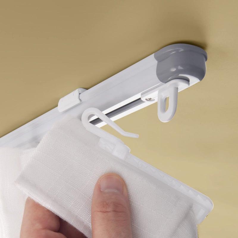 ZSTARR Retractable Ceiling Curtain Track, Measurement-Free 33.5''-59'', Room Divider, Shower Curtain, Parallel Bay Window, RV Track (White) - Image 1