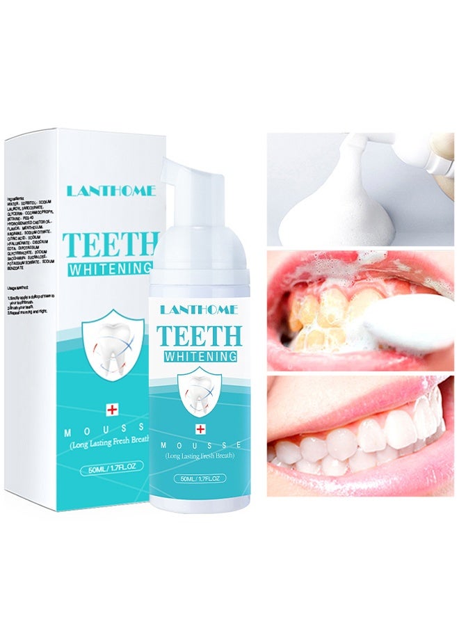 Lanthome Teeth Whitening Mousse, Toothpaste Cleansing Foam, Foam Refreshing Breath Deep, Cleaning Toothpaste, Fresh Breath, Ultra-Fine Mousse Whitening Toothpaste, Foam Oral Care, Toothpaste Mouthwash, Fights Bad Breath, 50ML - Image 1