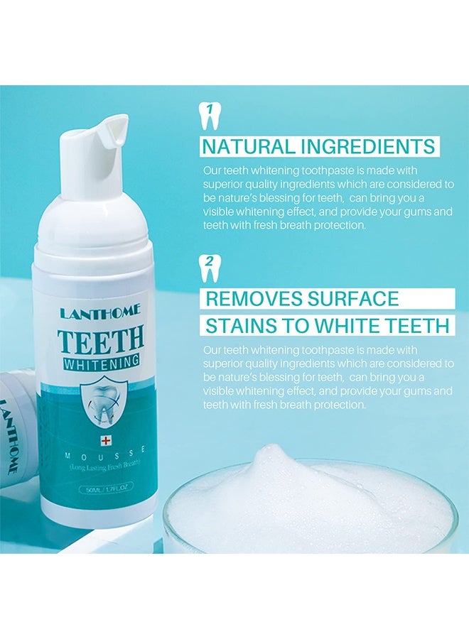Lanthome Teeth Whitening Mousse, Toothpaste Cleansing Foam, Foam Refreshing Breath Deep, Cleaning Toothpaste, Fresh Breath, Ultra-Fine Mousse Whitening Toothpaste, Foam Oral Care, Toothpaste Mouthwash, Fights Bad Breath, 50ML - Image 3