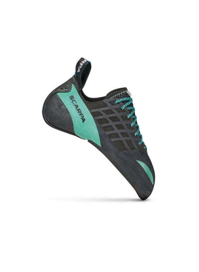 SCARPA Women's Instinct Lace Rock Climbing Shoes for Sport Climbing and Bouldering - Low-Volume, Women's Specific Fit, Black/Aqua, 5-5.5 Women/4-4.5 Men - Image 2