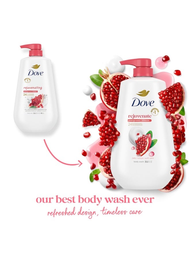 Dove Dove Body Wash with Pump Rejuvenate Pomegranate & Hibiscus for 24hr Lotion-Soft Skin Moisturizing Skin Cleanser with No Sulfates No Parabens 30.6 Oz - Image 1