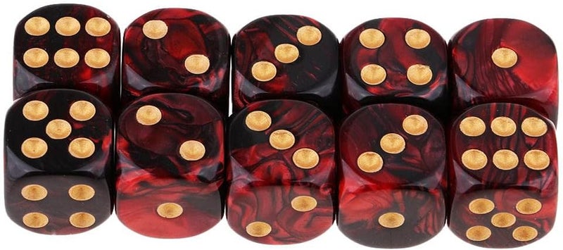 klarako 10pcs 16mm Opaque Six Sided Spot Dice Games D6 D&D RPG  Red+Black, as described - Image 3