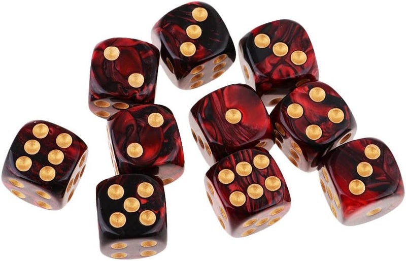 klarako 10pcs 16mm Opaque Six Sided Spot Dice Games D6 D&D RPG  Red+Black, as described - Image 4