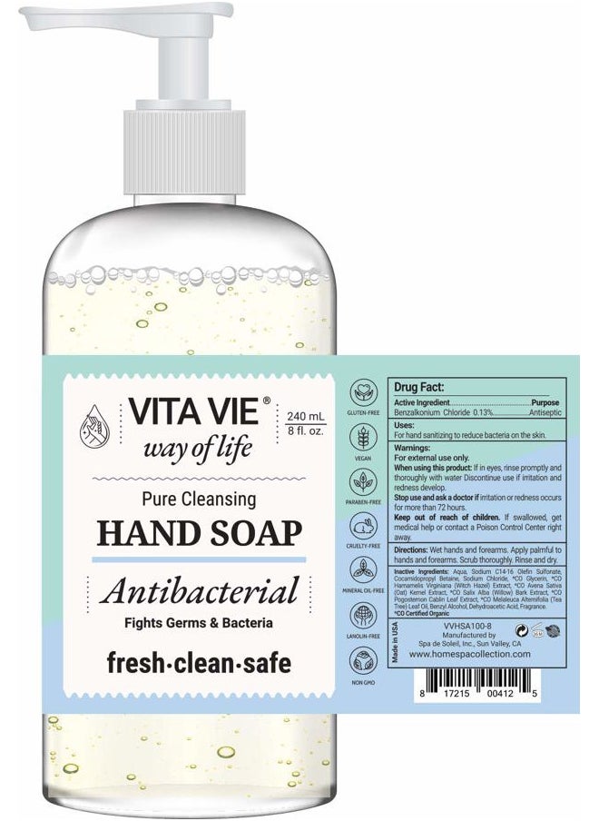 vita vie - Hand Soap, 8 oz, 3-pack - Bulk Hand Cleansing Gel - Alcohol-free, Paraben-free, Sulfate-free, Cruelty-free - Made in America - Image 1