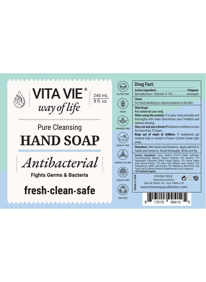 vita vie - Hand Soap, 8 oz, 3-pack - Bulk Hand Cleansing Gel - Alcohol-free, Paraben-free, Sulfate-free, Cruelty-free - Made in America - Image 1