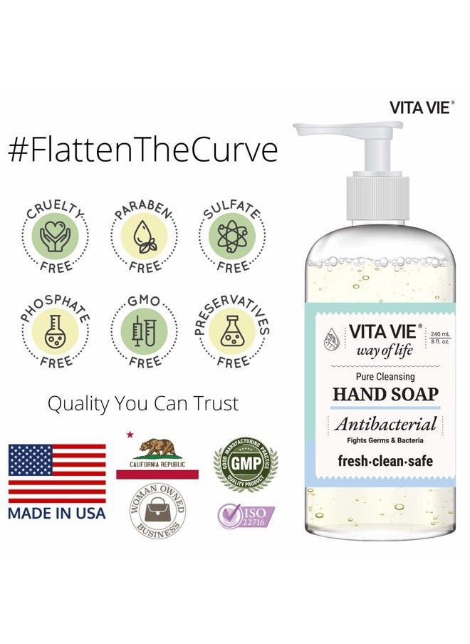 vita vie - Hand Soap, 8 oz, 3-pack - Bulk Hand Cleansing Gel - Alcohol-free, Paraben-free, Sulfate-free, Cruelty-free - Made in America - Image 1