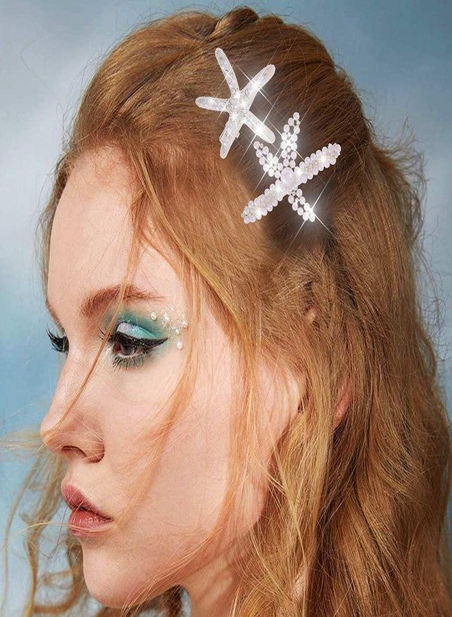 CAKURE Mermaid Hair Clips Pearl Starfish Hair Barrettes Beach Hair Accessories for Women and Girls (Pack of 2) (b-silver) - Image 3