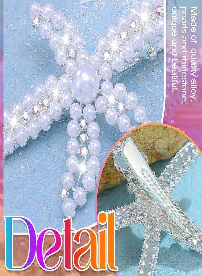 CAKURE Mermaid Hair Clips Pearl Starfish Hair Barrettes Beach Hair Accessories for Women and Girls (Pack of 2) (b-silver) - Image 4