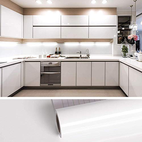 ELTON Pure White Glossy Vinyl Self Adhesive Wallpaper,Furniture Film 2 x 6 feet - Image 2