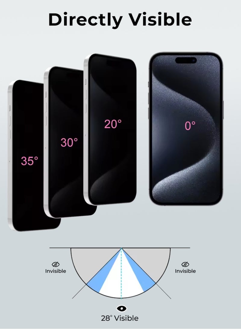 glassology حماية شاشة زجاجية مقساة للخصوصية لجهاز iPhone 16 Pro Max بصلابة 9H، مضادة للتجسس، مقاومة للخدش، صديقة للحافظة - Image 5