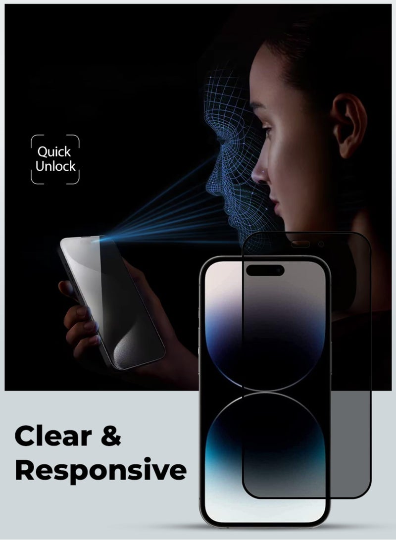 glassology حماية شاشة زجاجية مقساة للخصوصية لجهاز iPhone 16 Pro Max بصلابة 9H، مضادة للتجسس، مقاومة للخدش، صديقة للحافظة - Image 2