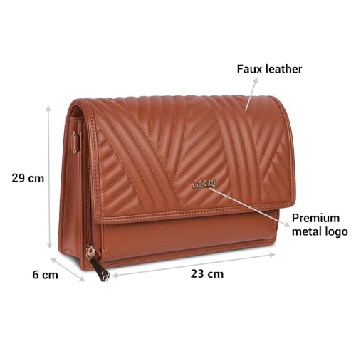 Mochi Women's Tan Fashionable Faux Leather Sling Bag (230-32) - Image 3