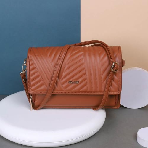 Mochi Women's Tan Fashionable Faux Leather Sling Bag (230-32) - Image 2