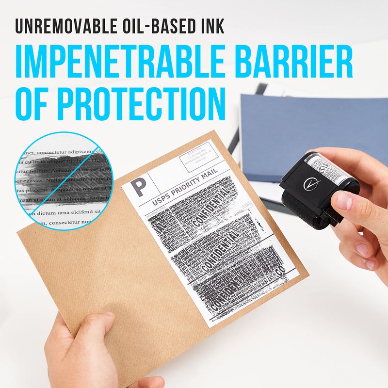 Vantamo Identity Theft Protection Roller Stamp for Hiding Sensitive Information, Wide Confidential Stamp with Box Cutter, Security Stamp Roller for Identity Theft Prevention, Black - Image 5