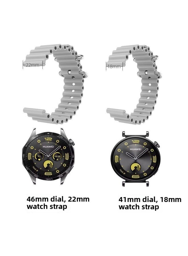 Loquat For Huawei GT4 Strap Simple Rice Grain Waterproof Sports Soft Silicone/22mm Strap-Color:Light Green-gt4 46 Dial (22)  - Image 5