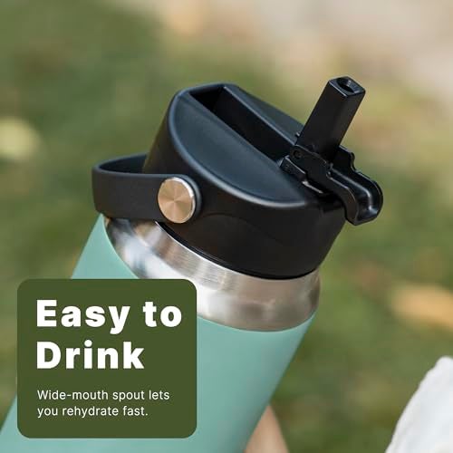Diumepo Lid with Straw for Yeti Rambler Water Bottle 12 oz, 18 oz, 26 oz, 36 oz, 64 oz, Straw Cap with Dust Cover for Yeti Rambler, Leakproof, BPA Free (Seafoam) - Image 4