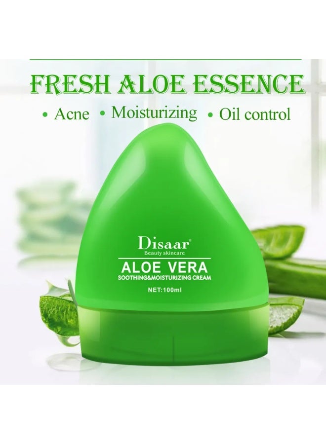 Disaar 100ml Aloe Vera Soothing Moisturizing Cream Soothing face cream Beauty Skincare Aloe Vera Gel Aloe Vera Facial Cream Anti Acne Gel Cream Soothing melting face cream - Image 2