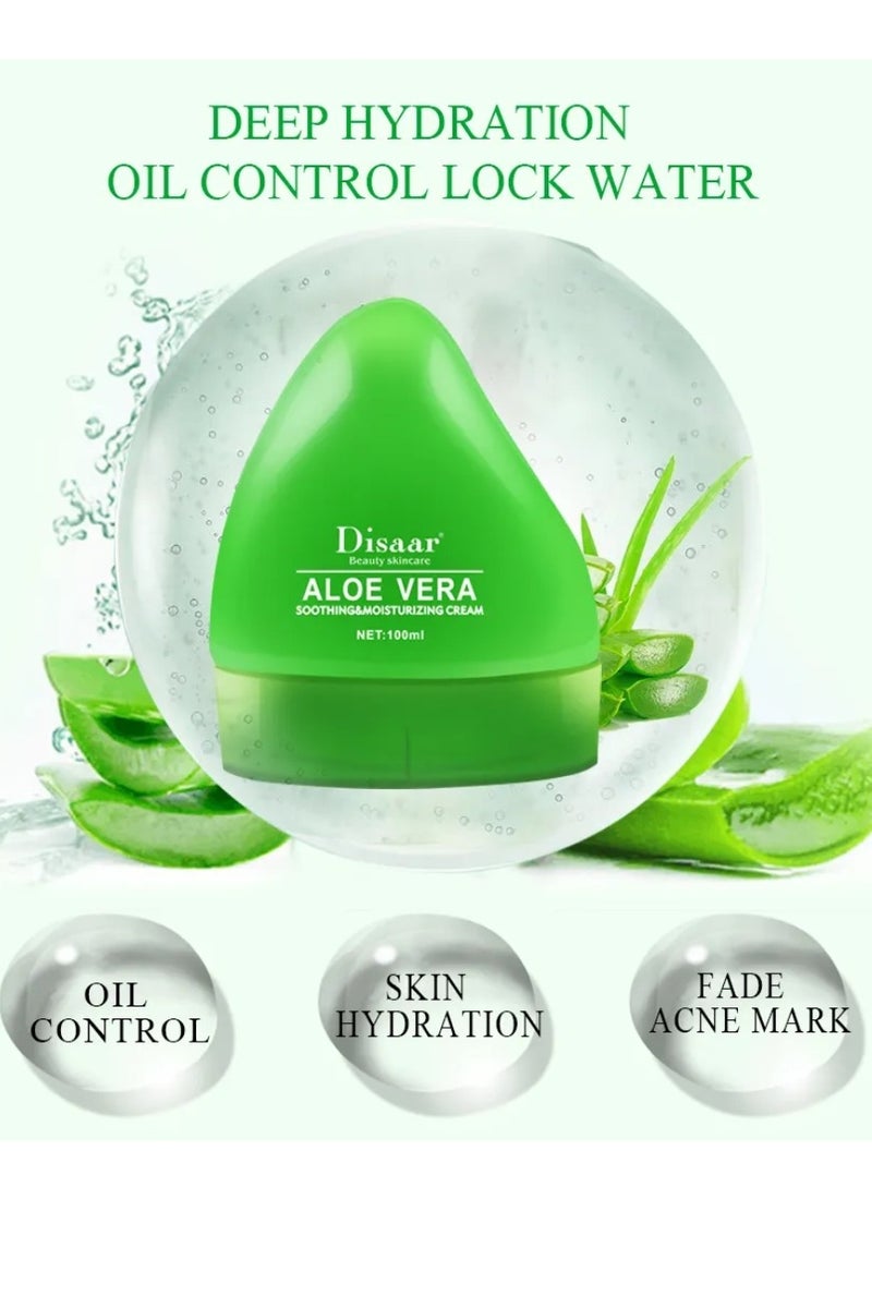 Disaar 100ml Aloe Vera Soothing Moisturizing Cream Soothing face cream Beauty Skincare Aloe Vera Gel Aloe Vera Facial Cream Anti Acne Gel Cream Soothing melting face cream - Image 3