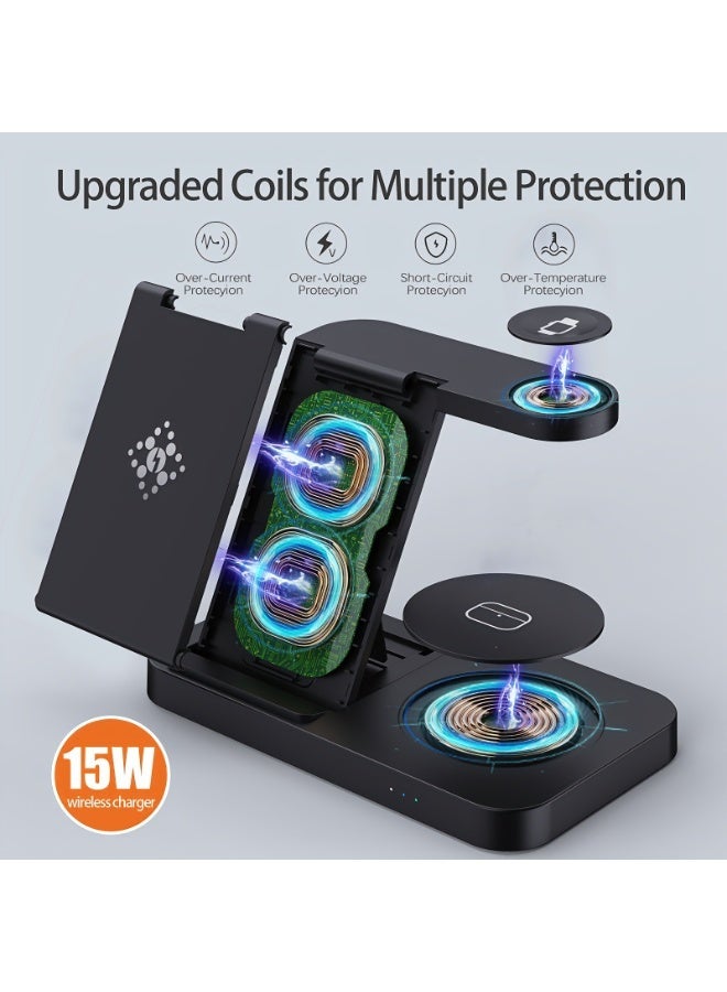 3-in-1 Foldable Wireless Charging Station for iPhone, Apple Watch & AirPods – Fast 15W Multi-Device Charger - Image 2