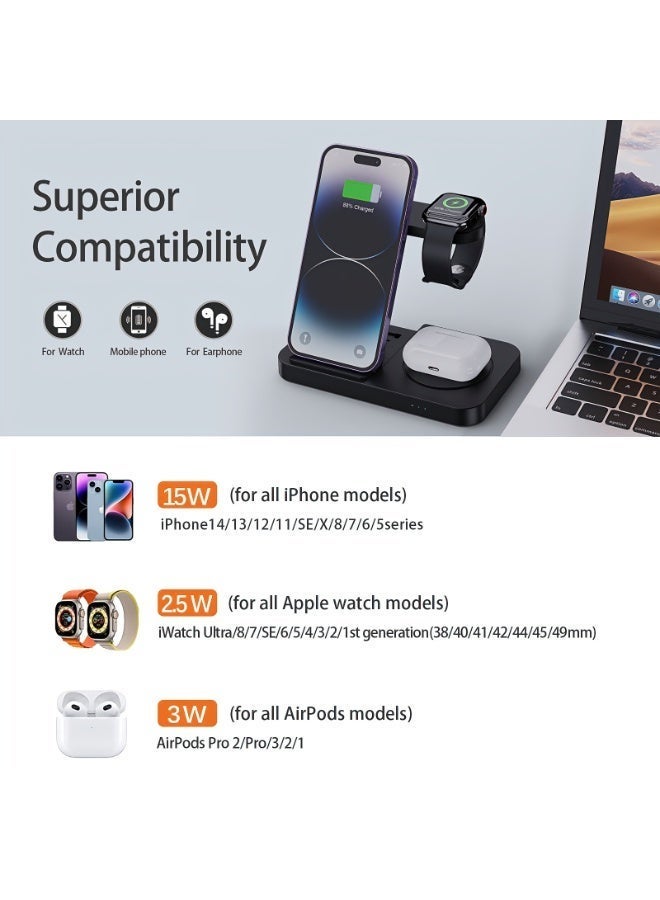 3-in-1 Foldable Wireless Charging Station for iPhone, Apple Watch & AirPods – Fast 15W Multi-Device Charger - Image 3