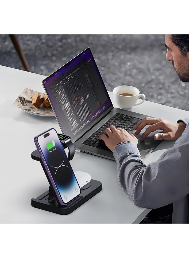 3-in-1 Foldable Wireless Charging Station for iPhone, Apple Watch & AirPods – Fast 15W Multi-Device Charger - Image 5