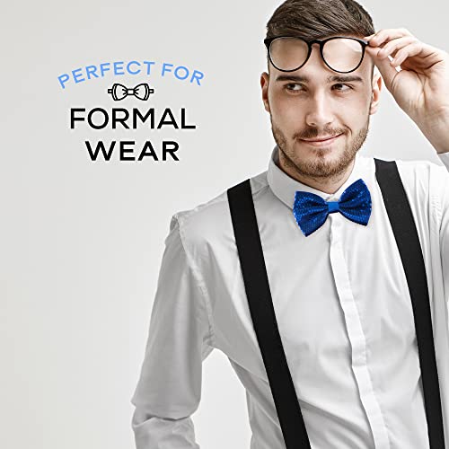 Man of Men Blue Men's Sequin Bow Ties - Pre-tied Adjustable Length Bowtie, Many Colors to Choose From - Image 5