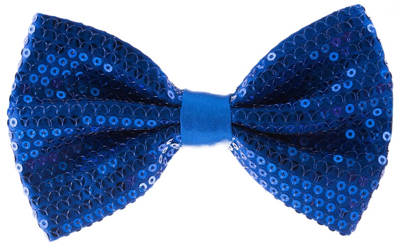 Man of Men Blue Men's Sequin Bow Ties - Pre-tied Adjustable Length Bowtie, Many Colors to Choose From - Image 1