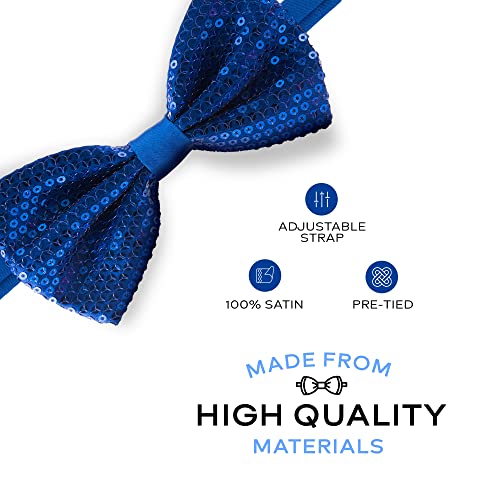 Man of Men Blue Men's Sequin Bow Ties - Pre-tied Adjustable Length Bowtie, Many Colors to Choose From - Image 2