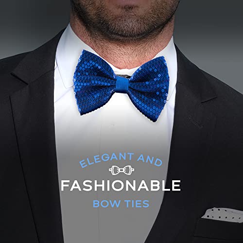 Man of Men Blue Men's Sequin Bow Ties - Pre-tied Adjustable Length Bowtie, Many Colors to Choose From - Image 3