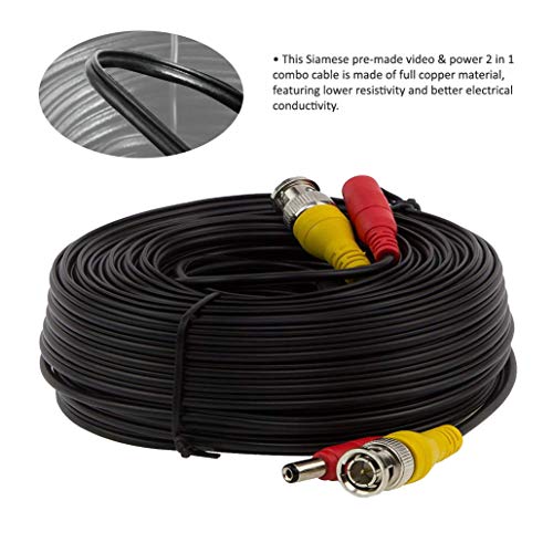 InstallerCCTV 100ft Pre-Made All-in-One BNC Video and Power Extension Coaxial Cable with Connector for Surveillance CCTV Security Camera Video System - Black - Image 4