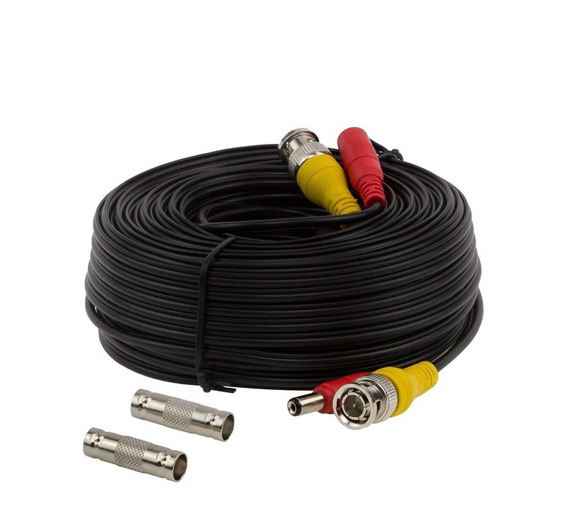 InstallerCCTV 100ft Pre-Made All-in-One BNC Video and Power Extension Coaxial Cable with Connector for Surveillance CCTV Security Camera Video System - Black - Image 1