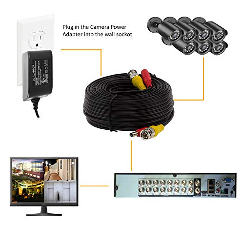 InstallerCCTV 100ft Pre-Made All-in-One BNC Video and Power Extension Coaxial Cable with Connector for Surveillance CCTV Security Camera Video System - Black - Image 3