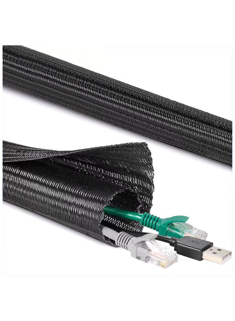 Betaoby Adjustable Braided Cable Sleeve, Wire Management Sleeve Concealer for TV Table, Computer Cable Sleeve with Flame Retardant Cord Organizer and Protector, 3M/9.84ft, Black - Image 1