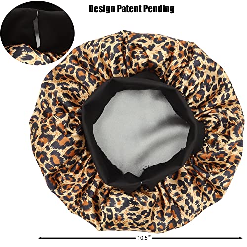 SENGTERM Kids Satin Bonnet Double Layer Wide Elastic Band Sleep Cap Hair Bonnet Silky Night Cap for Girls Toddler Child - Image 5