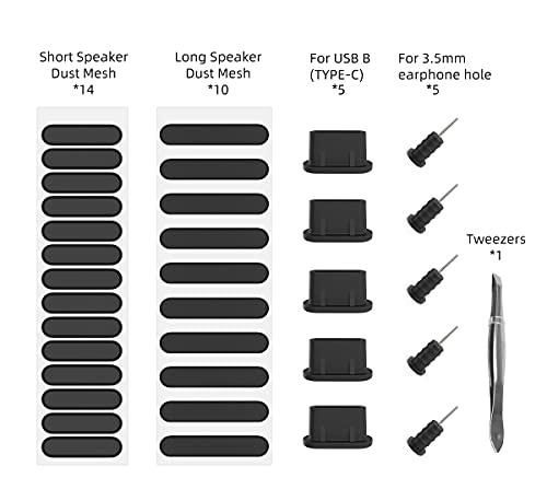 CASEDAO Anti Dust Kit for Phone iPhone 17 Air 16E 16 15 Plus Pro Max,USB C TYPE C Anti Dust Plugs x5,Earphone Jack x5,Speaker Mesh Dust Proof Adhesive Sticker x2,Samsung Galaxy S25 S24-S20,A15 Dustproof Kit - Image 2