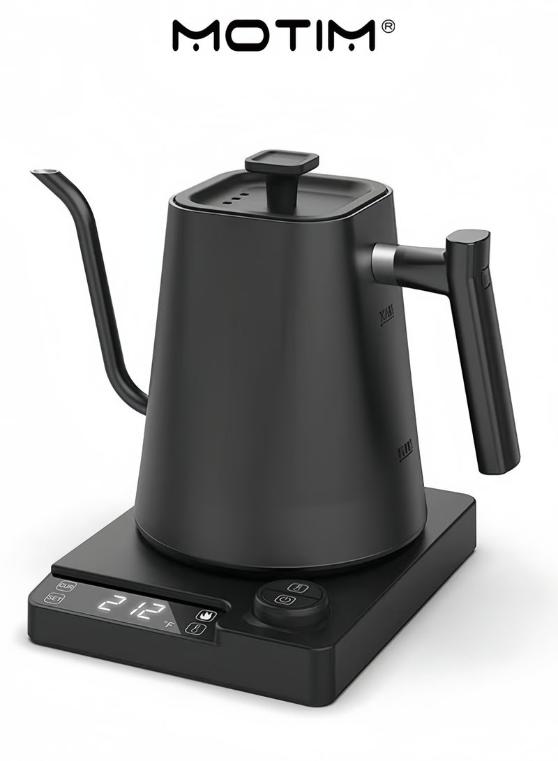موتيم غلاية كهربائية للتحكم في درجة الحرارة، غلاية كهربائية مع شاشة عرض، تسخين سريع، غلاية كهربائية لغلي الماء والقهوة والشاي، لون أسود - Image 1