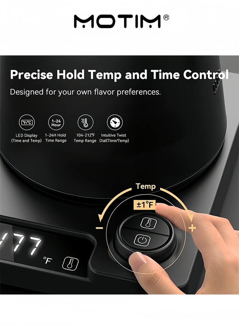 موتيم غلاية كهربائية للتحكم في درجة الحرارة، غلاية كهربائية مع شاشة عرض، تسخين سريع، غلاية كهربائية لغلي الماء والقهوة والشاي، لون أسود - Image 2