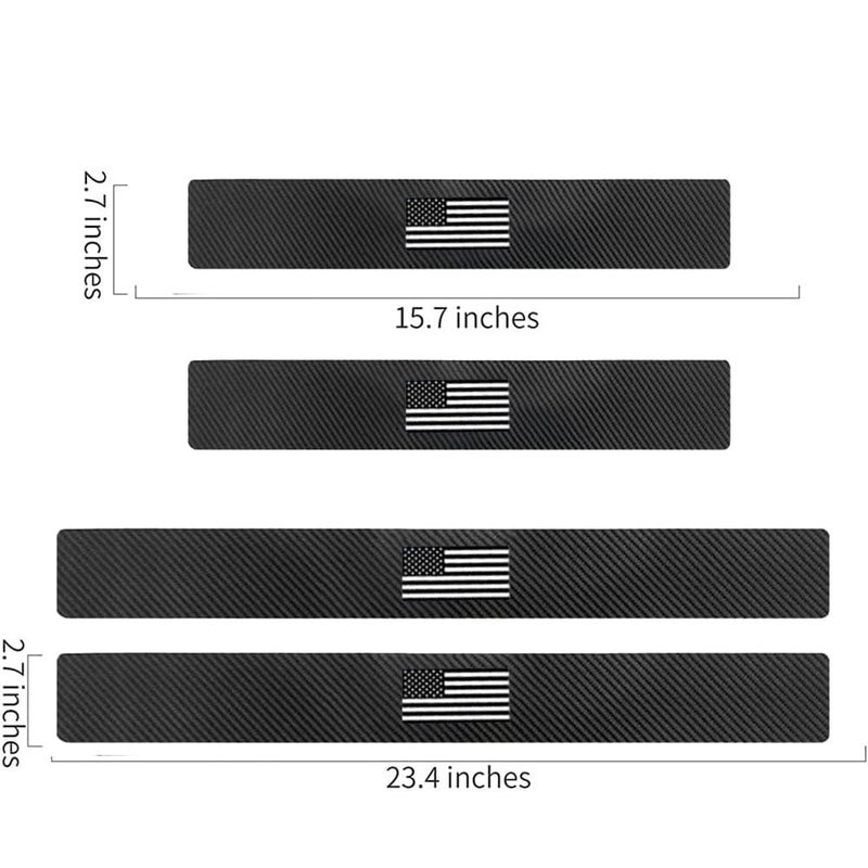 Naxizo Set of 4 American Flag Carbon Fiber Car Door Sill Protectors - Decorative Entry Guard Scratch Pad Film for Auto, Truck, SUV Front/Rear Doors (Black White American Flag) - Image 2