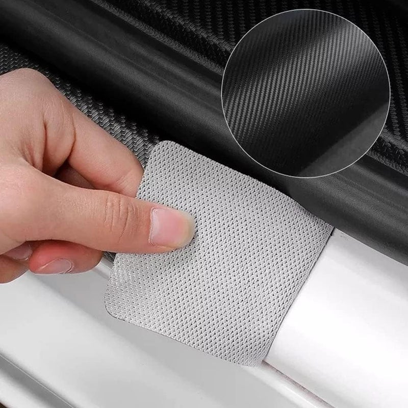 Naxizo Set of 4 American Flag Carbon Fiber Car Door Sill Protectors - Decorative Entry Guard Scratch Pad Film for Auto, Truck, SUV Front/Rear Doors (Black White American Flag) - Image 4