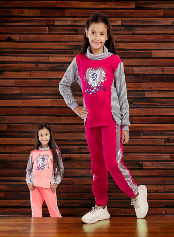Girls' Cotton Melton Stripe Pajamas, Embroidered with Heart Pattern, for 10-Year-Olds, for the 2024 Season, High-Quality Fabric and Super Soft Materials, Stylish Models in Fun and Attractive Colors, O