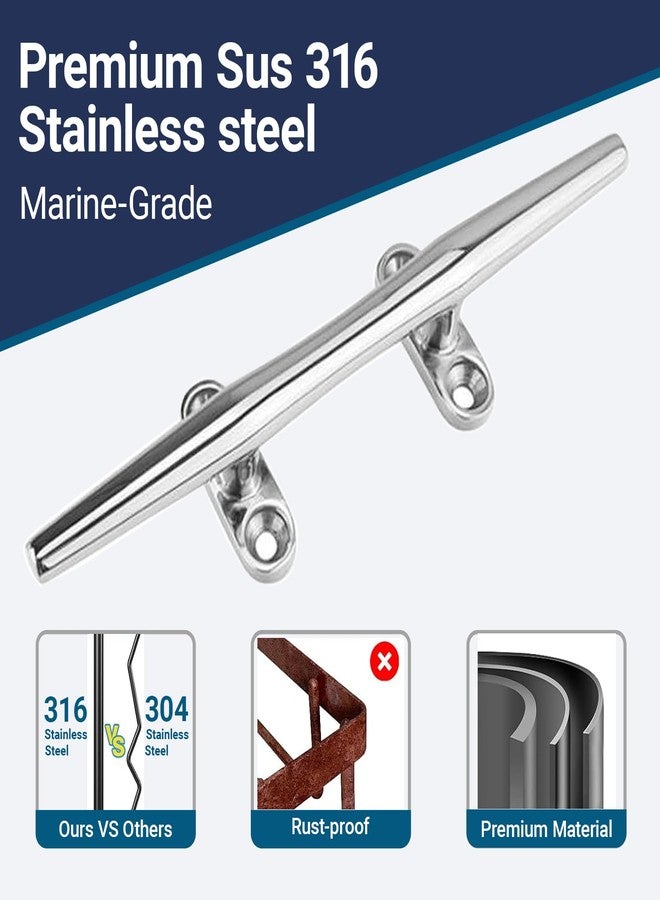 OSTARE Boat Cleats 6 inch Marine Dock Cleats 316 Stainless Steel Rope Cleats Boat Mooring Accessories with Fasteners 2 Pack - Image 3